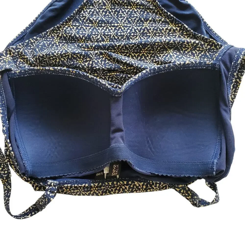Bond-Eye Australia Nip Tuck Tummy Control Navy Gold Print Swimsuit 12 D/DD